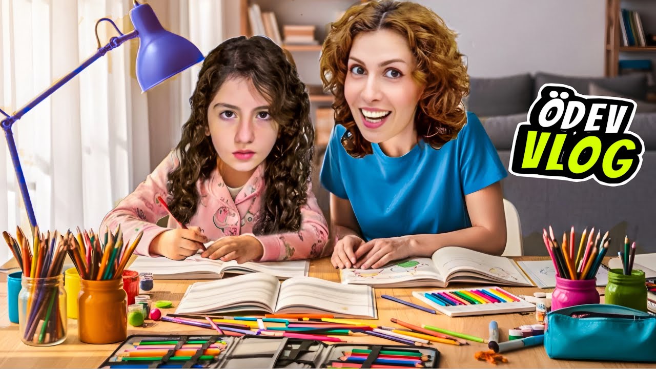 ÖDEV VLOG!! | ESMANUR’UN ÖDEVLERİNE YARDIM ETTİM | Sara Abla ve Esmanur 