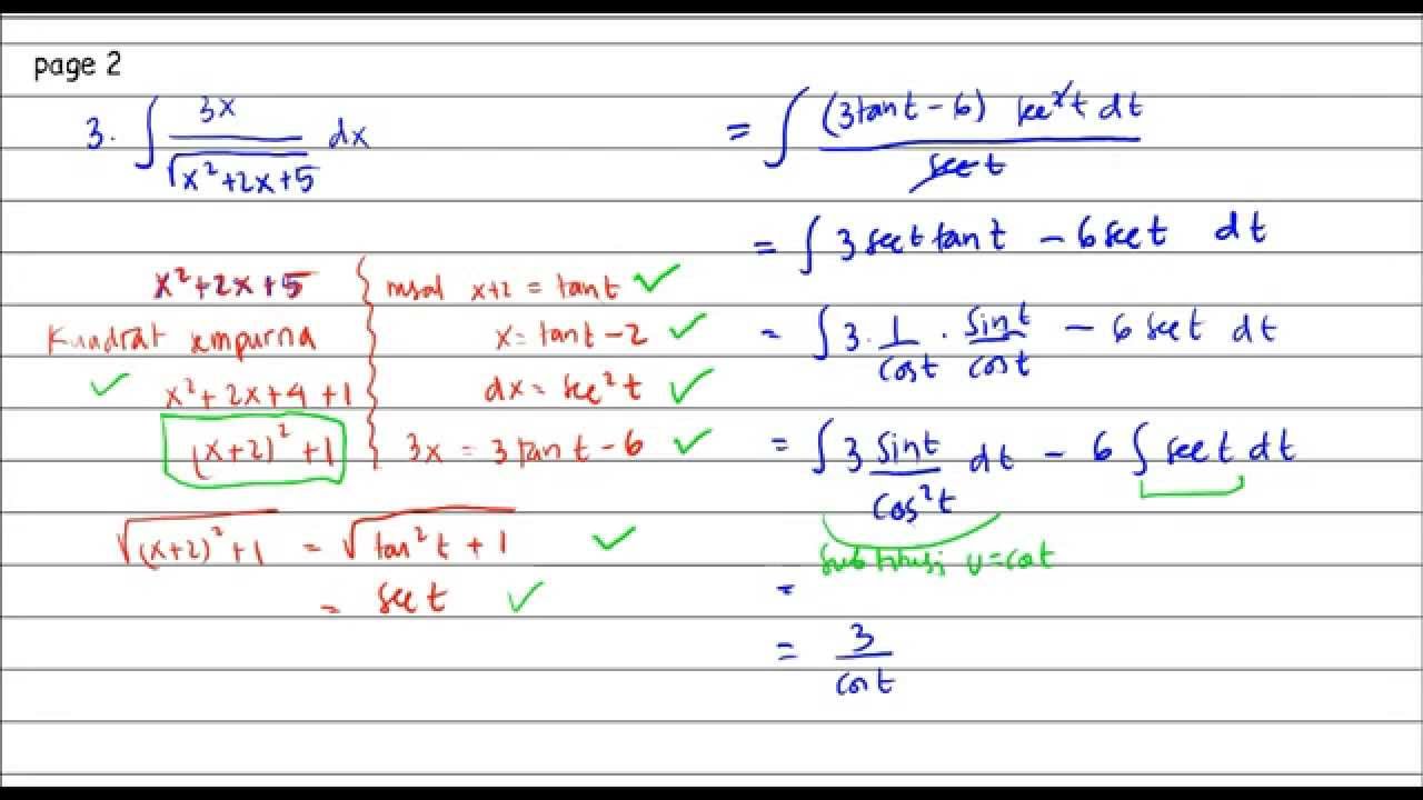 Contoh Soal Integral Trigonometri Dengan Cara Substitusi Kumpulan Soal Pelajaran 6