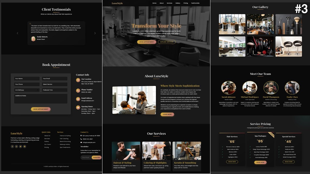 Responsive Hair Salon Website Using HTML CSS Javascript & Bootstrap 5.3 ...