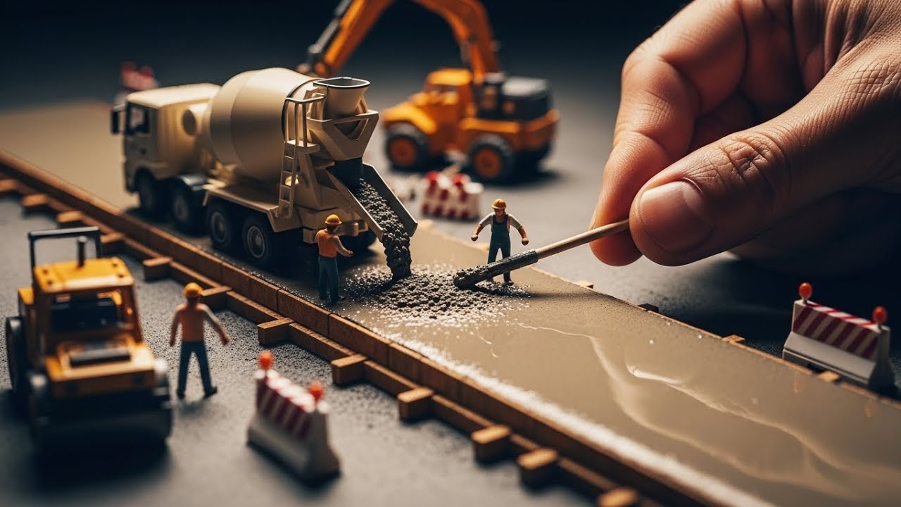 DIY Mini Road Construction with Cement Mixer Truck 2K | Satisfying Step by Step