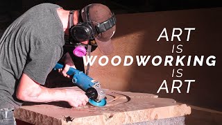 An artisan carving a 200+ year old Maple slab to make hanging wall art // Cinematic Woodworking