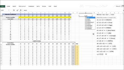 Using Excel Solver to Solve a Given Mathematical Model