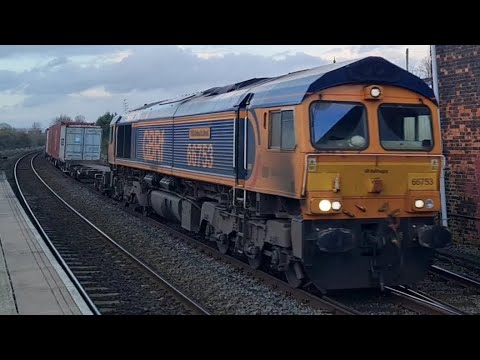 GBRf 66753 'EMD Roberts Road' - container train passing through Oakham ...