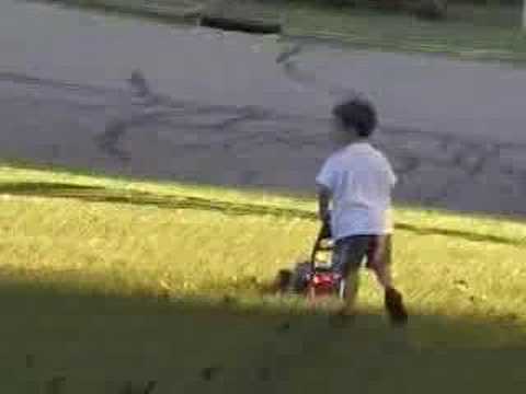 Matthew Mowing the Lawn