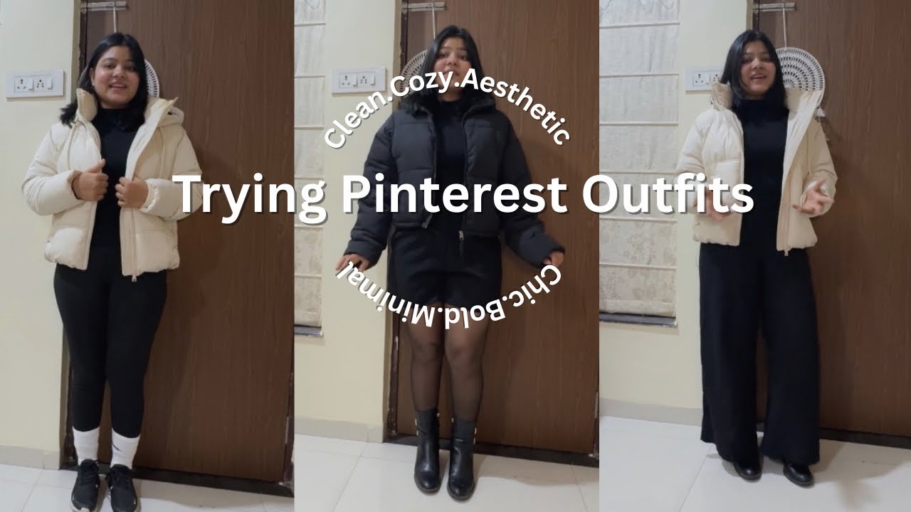 I Tried Pinterest Outfits | Black & White Puffer Jacket 🧣
