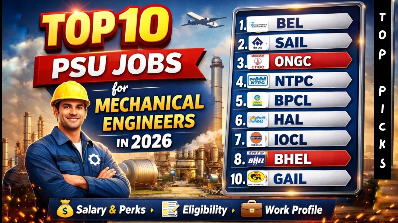 Top 10 PSU Jobs for Mechanical Engineers in 2026 ||Salary, Promotion & Work-Life Balance || GATE