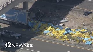 2 dead after Amazon semitruck hits overpass