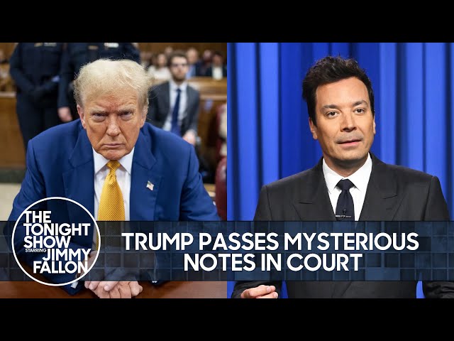 Trump Passes Mysterious Notes in Court, Marjorie Taylor Greene Forcing Speaker Ouster Attempt class=