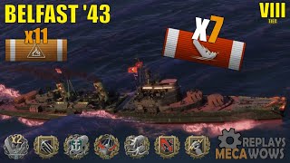 Cruiser Belfast &#39;43 7 Kills &amp; 130k Damage | World of Warships Gameplay