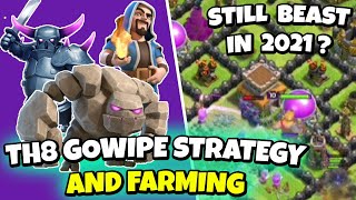 Th8 GoWiPe Attack Strategy 3 Star 2021 | Gowipe Farming | Clash of Clans