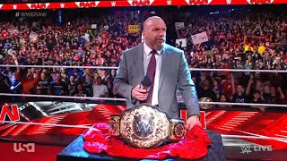 Triple H reveals new World Championship - WWE RAW 2023 - Triple H brings back  Big gold Belt
