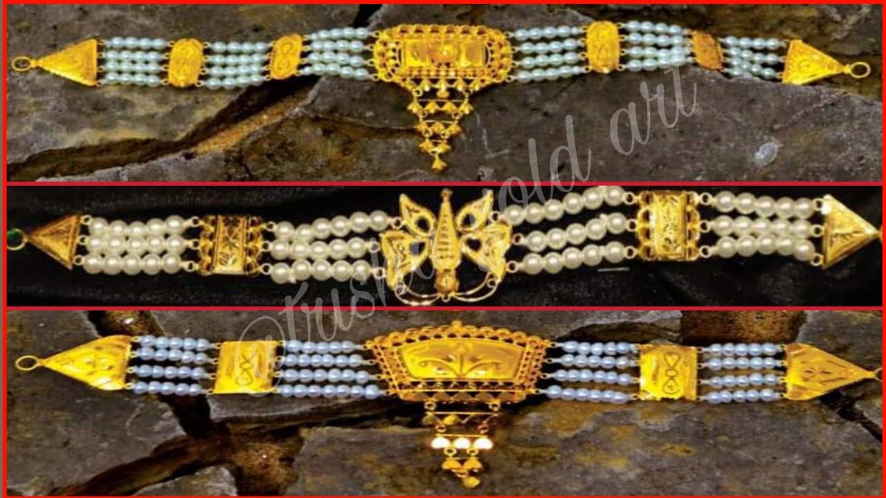 Gold Pearl Choker Necklace Designs With 