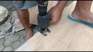 Uji coba adapter chain saw JLD potong triplek