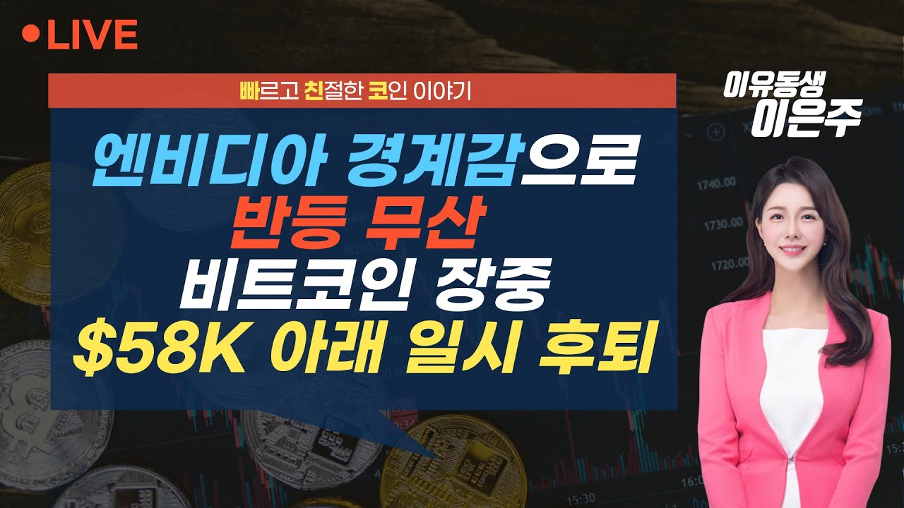 [비트코인 실시간] 엔비디아 경계감으로 반등 무산… 비트코인 장중 $58K 아래 일시 후퇴 (240829 빠친코 라이브)