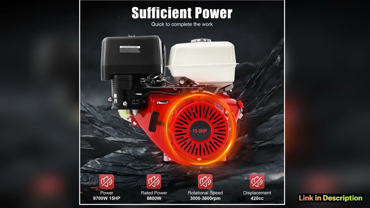 9700W 15HP 420CC Gasoline Engine 4 Stroke Gas Motor Low Noise Air Cooling 3600rmin 172Gal Large
