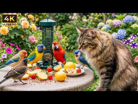 Gentle Nature TV for Cats – A Happy Cat Moment with Birds  4K UHD