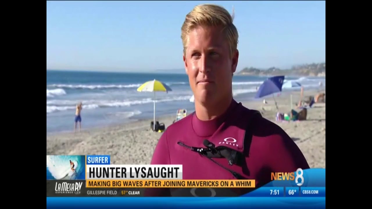 CW (CBS8) Highlights Hunter Lysaught Surfing 20Foot Wave on Legendary