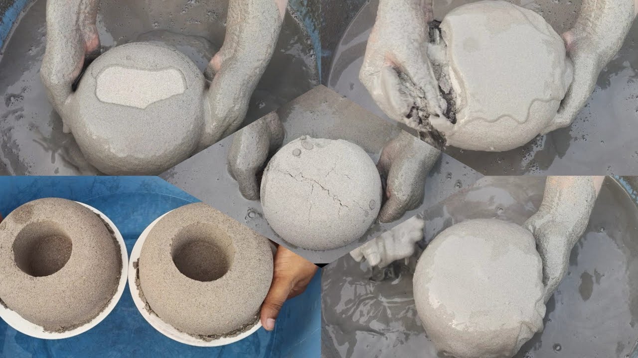 ASMR🤤 Soft Dusty 🌪️ pure Cement Hollow shapes Crumble On Lots Of Water 🌊 very Earthly Smell👃😊