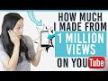 How Much YouTube Paid Me For 1 Million Views (exact amount)