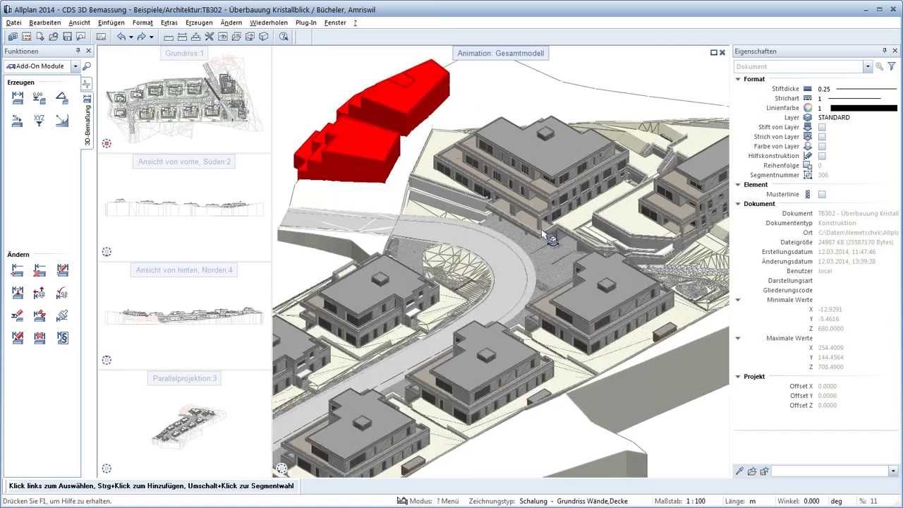 ALLPLAN Add On 3D Bemassung - Übersichtsplan Überbauung - YouTube