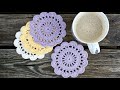 Easy sweet orchid crochet coaster tutorial for beginners