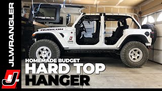 Jeep JL Wrangler HARD TOP HOIST  DIY Homemade Ceiling Hanger on a BUDGET