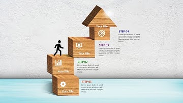 4 Steps 3D Stair Design Slide in PowerPoint