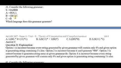 NTA UGC NET Computer Science Paper 2 Unit 8 Theory of Computation and Compilers June2020 Question P1