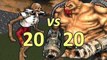 20 Revenants vs 20 Mancubi - Monster Infighting - Doom II Retro Battles