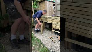 DIY how to build cladding door gate access under decking with timber slats including diagonal