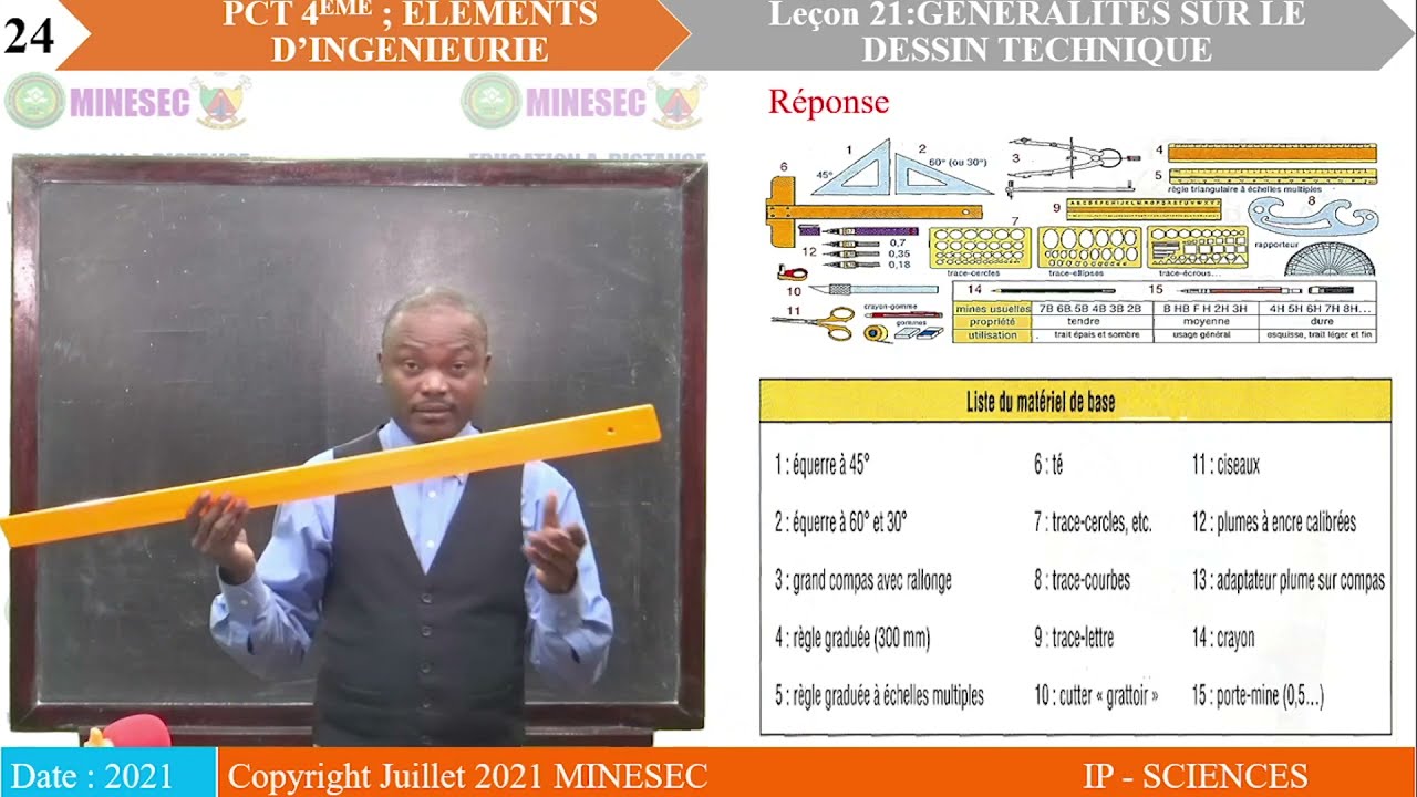 IP-SC PCT Dessin technique 4ème Leçon 21 Notion de dessin technique