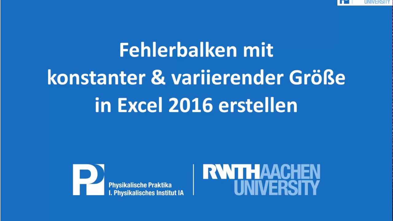 Fehlerbalken Mit Konstanter Variierender Grosse In Excel 2016 Erstellen Youtube