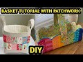 DIY/OVEL SHAPE BASKET/PATCHWORK/HOW TO MAKE FABRIC BASKET/FREE PATTERN 😘