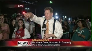 Crowd in Watertown reacts to suspect's capture