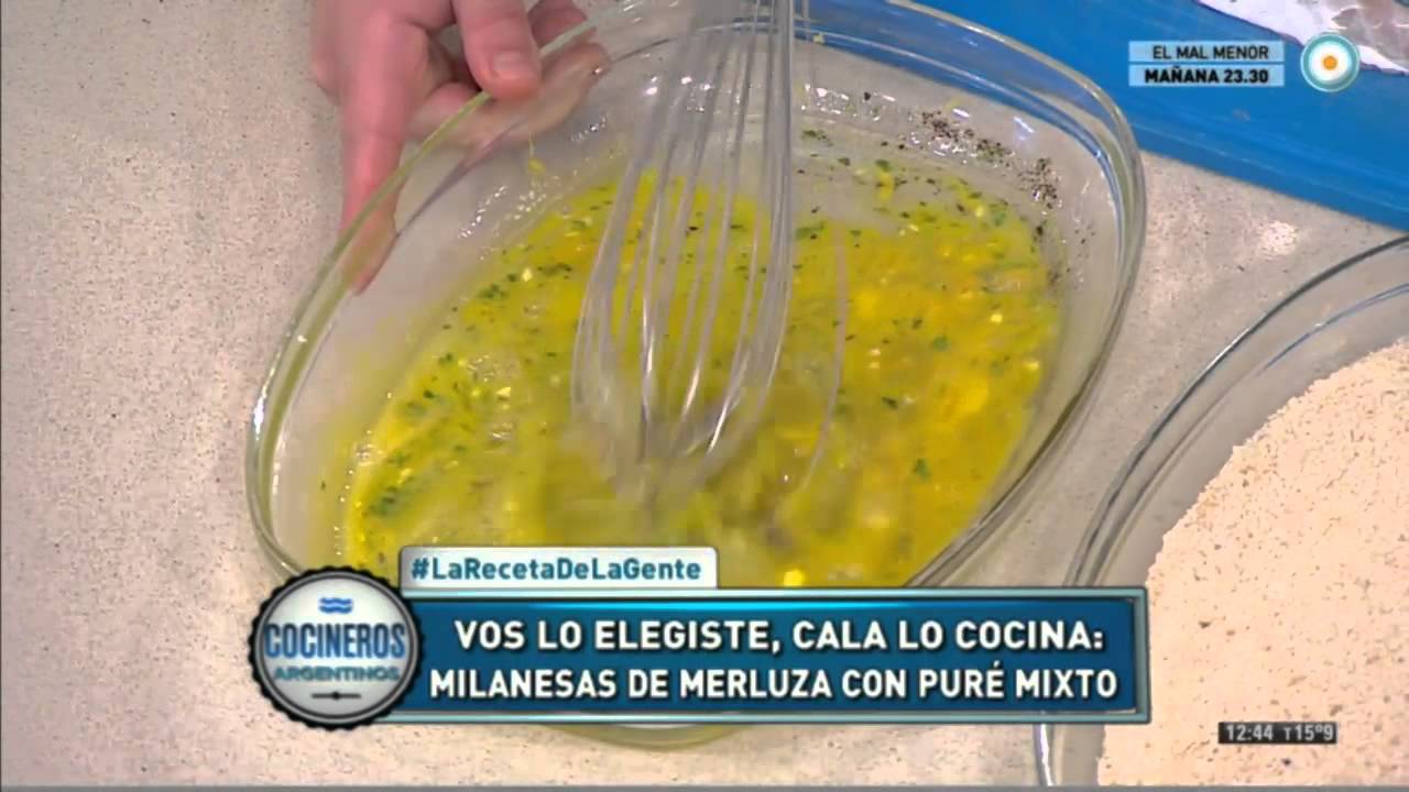 Milanesas de merluza con puré mixto