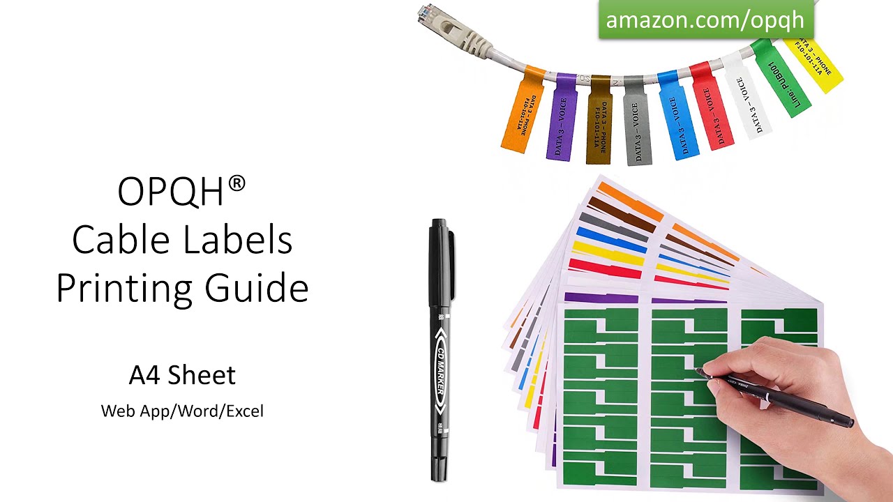 OPQH - Printable Self-Adhesive Cable Labels with Mark Pen, A4 ...