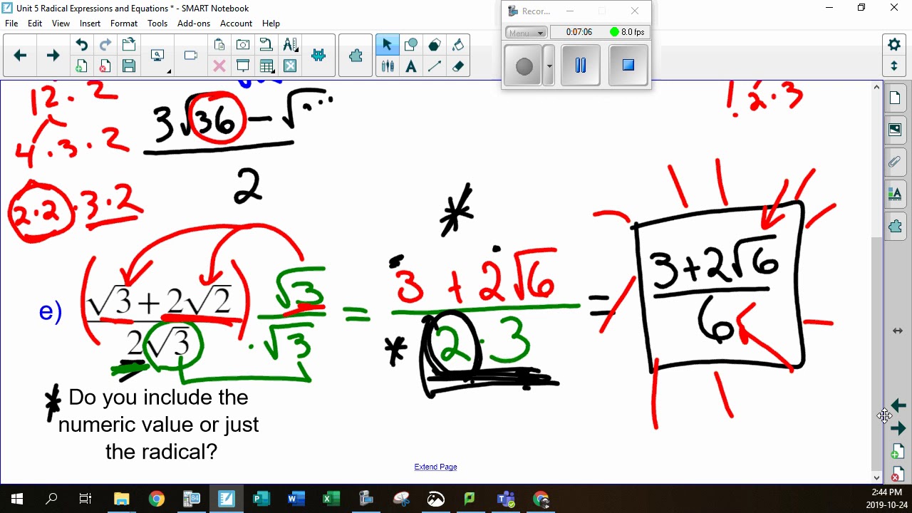 Unit 5 2 6 Rationalizing the Denominator Part 2 - YouTube