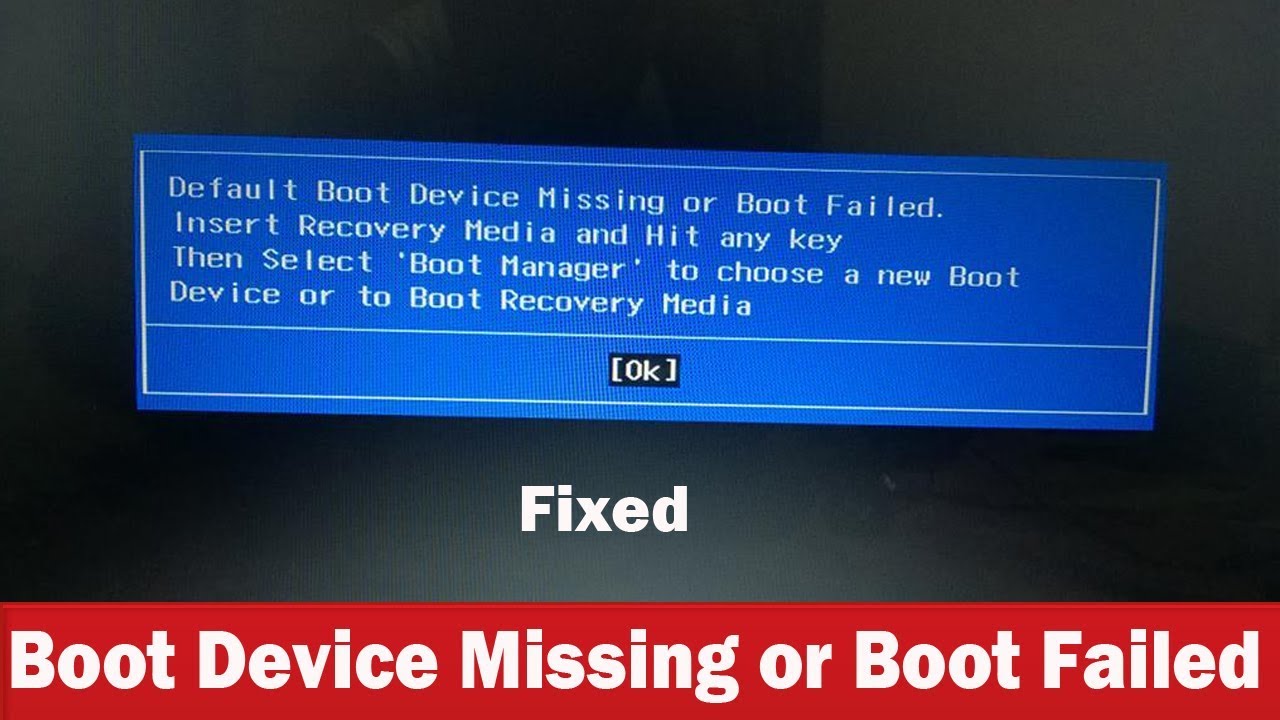Boot failure   Bios fix