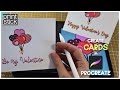 How to Create a Greeting Card on iPad Procreate Tutorial EASY | Valentines 2021
