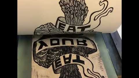 Eat your veggies 2 linocut print