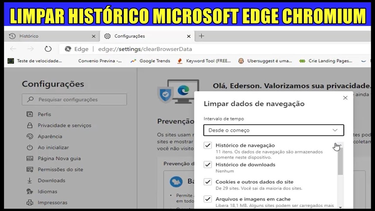 Como Limpar Todo o Histórico de Navegação No Novo Microsoft EDGE Chromium YouTube Como Limpar Todo o Histórico de Navegação No Novo Microsoft EDGE Chromium YouTube