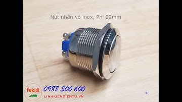 Nút nhấn nhả, vỏ inox chống thấm nước, phi 22mm, đầu tròn