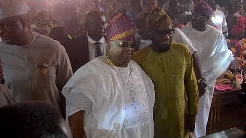Gov. Ademola Adeleke moment with Jayjay Okocha @ Iyabo Ojo daughters wedding