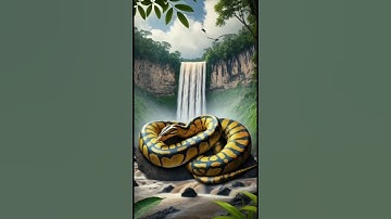 GIANT BANANA PYTHON SPOTTED NEAR MASSIVE WATERFALL 🌊🐍 CAUGHT ON CAMERA! #shorts #art #trending #ai