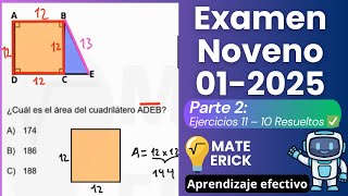 Solución Examen de Matemática Noveno (Zapandi) 01–2025 | Parte 2: Ejercicios 11 al 20