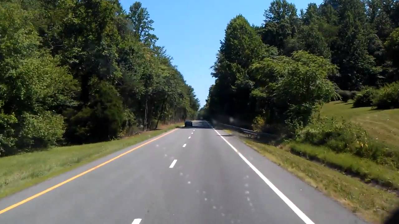US Highway 29 North through Albemarle, North Carolina. Rolling scenic ...