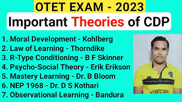 ମନୋବିଜ୍ଞାନିକ ଏବଂ ତାଙ୍କର Theory ଗୁଡ଼ିକର ତାଲିକା/ List of Important Theories of CDP JT OTET TGT