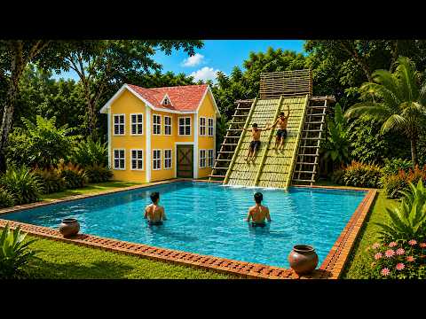 Build Tropical Pool House With Giant Banana Water Slide
