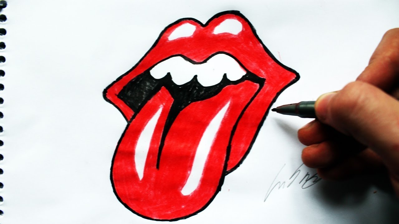 Como desenhar a BOCA Simbolo dos Rolling Stones - passo a passo 