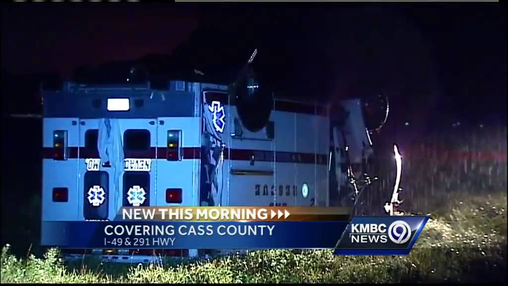 1 dies when ambulance flips over in ditch on I-49 - YouTube
